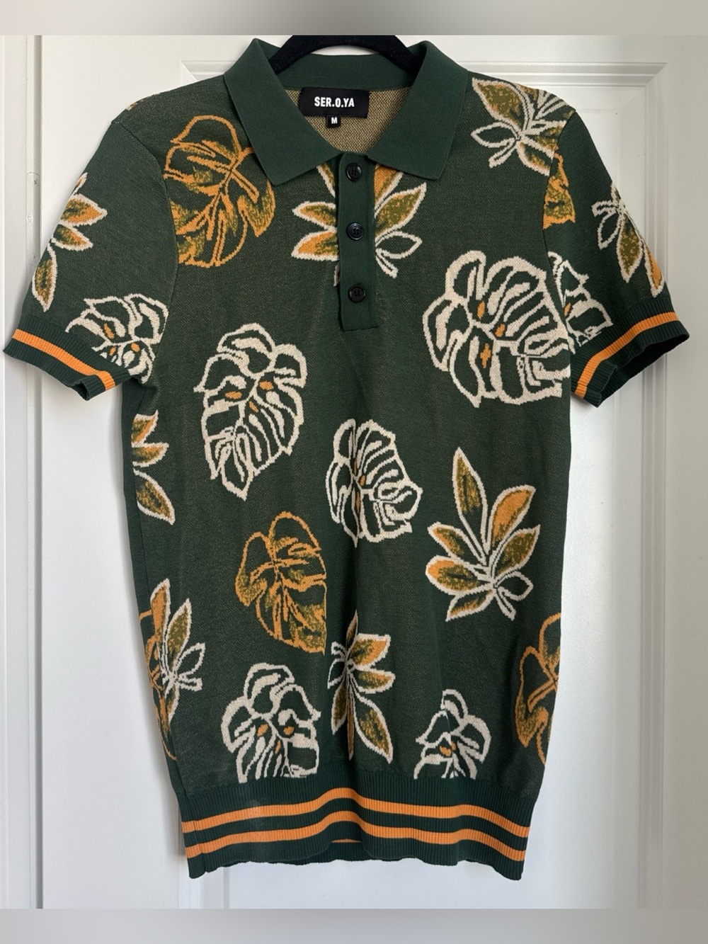 SER.O.YA Calan Polo Shirt Men’s Green Olive Tropical Size Medium